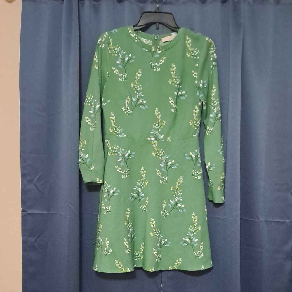 LOFT Vibrant Green Top with Floral Midi - Picture 1 of 5